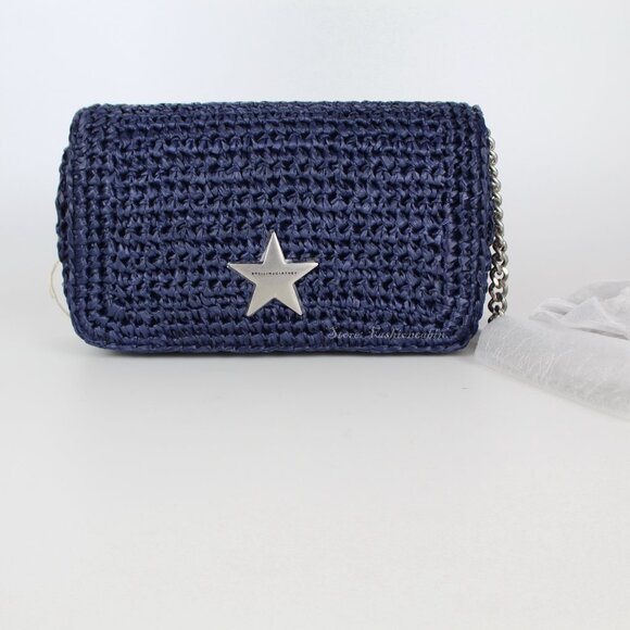 NEW STELLA MCCARTNEY Star Faux Raffia Chain Shoulder Bag - Picture 5 of 16